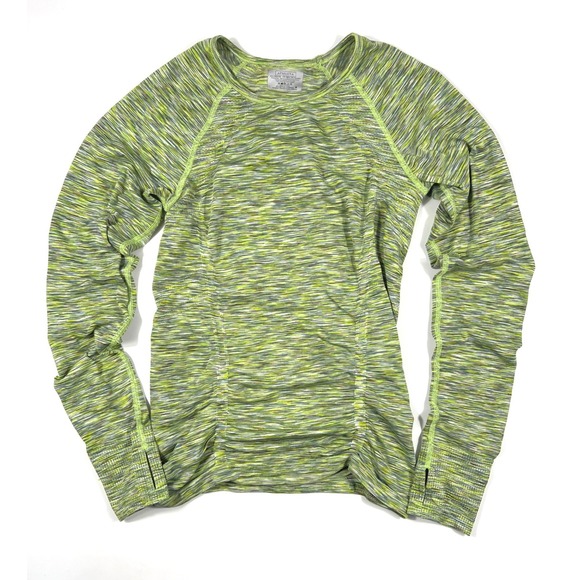 Athleta FastTrack Long Sleeve Top Space Dye Green Small Running Training Gym EUC - Picture 2 of 9